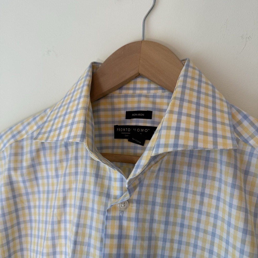 Pronto Uomo Non Iron Slim Fit Cotton Long Sleeve Dress‎ Shirt Size 15 32/33 - Picture 2 of 10